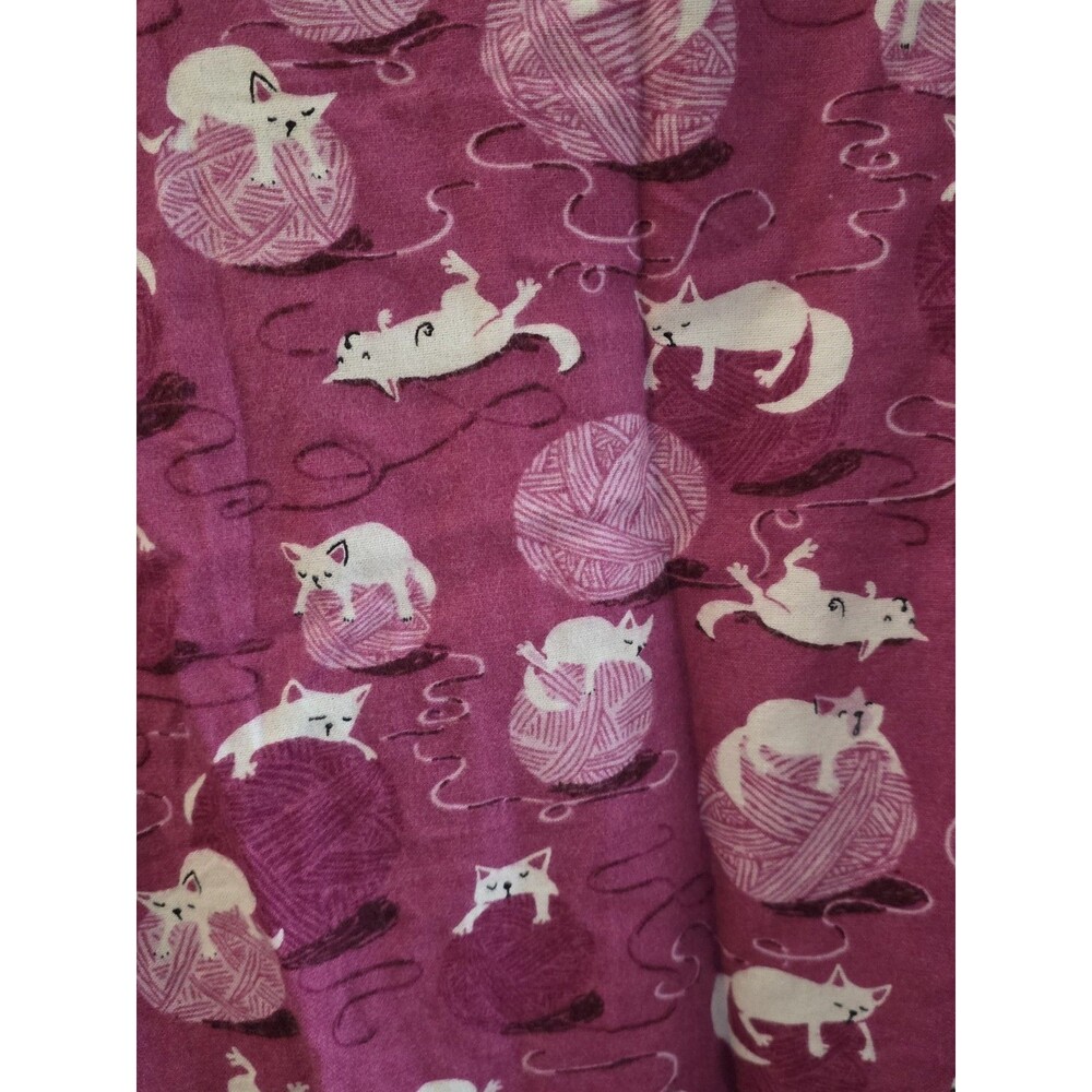 Munki Munki Purple Knitting Cat Flannel Sleep Shirt Mid Thigh 3X Plus Cotton - Picture 2 of 10